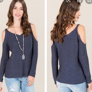 Alya Francesca's Off The Shoulder Sweater Blue